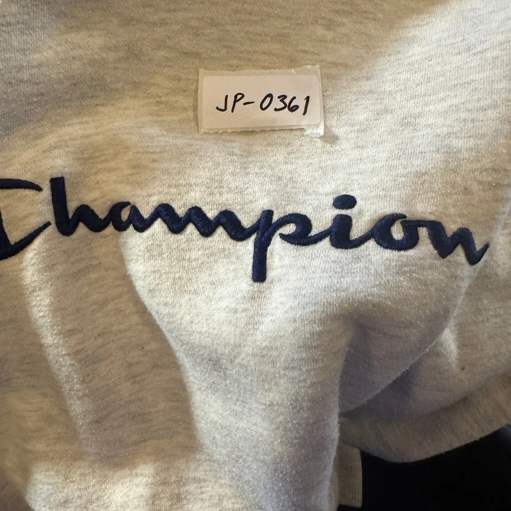 Champion Authentic Athleticwear Hoodie Boys L Grey Heather Logo Fleece Pullover‎